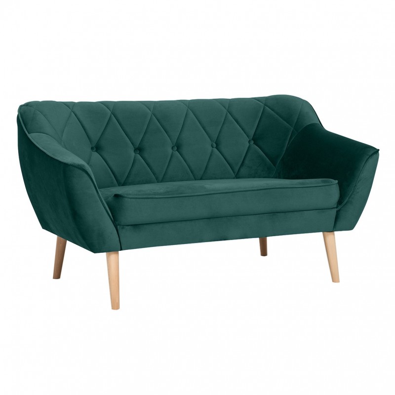 Sofa mit gesteppter Rückenlehne 2-Sitzer-Sofa - CARO 2 Grün Flaschengrün 1/9