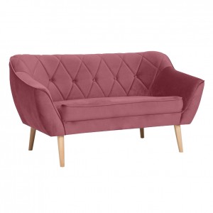 Sofa mit gesteppter Rückenlehne 2-Sitzer-Sofa - CARO 2 Indisches Rosa 1/9