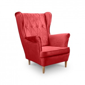 Ohrensessel Sessel Samt Velour Stoffe - LORD Rot 1/9
