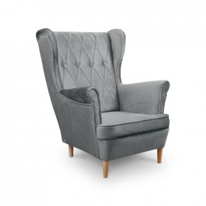 Ohrensessel Sessel Samt Velour Stoffe - LORD Grau 1/9