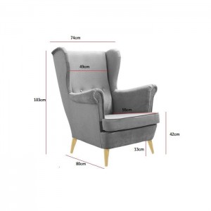 Ohrensessel Sessel Samt Velour Stoffe - LORD Grau 2/9