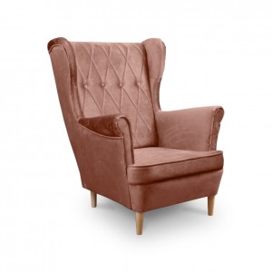 Ohrensessel Sessel Samt Velour Stoffe - LORD Indisches Rosa 1/9