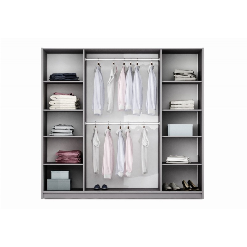Kleiderschrank mit LED-Beleuchtung und Spiegel – BAMER Weiß 2/9
