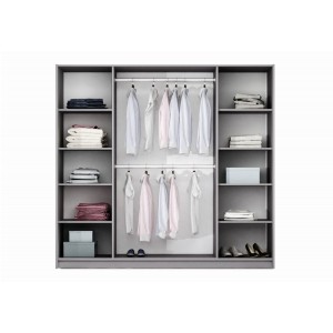 Kleiderschrank mit LED-Beleuchtung und Spiegel – BAMER Weiß 2/9