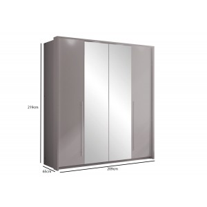 Kleiderschrank mit LED-Beleuchtung und Spiegel, Metallgriffe, zwei Kleiderstange, 10 Regale für das Schlafzimmer – BAMER Lava 3/9
