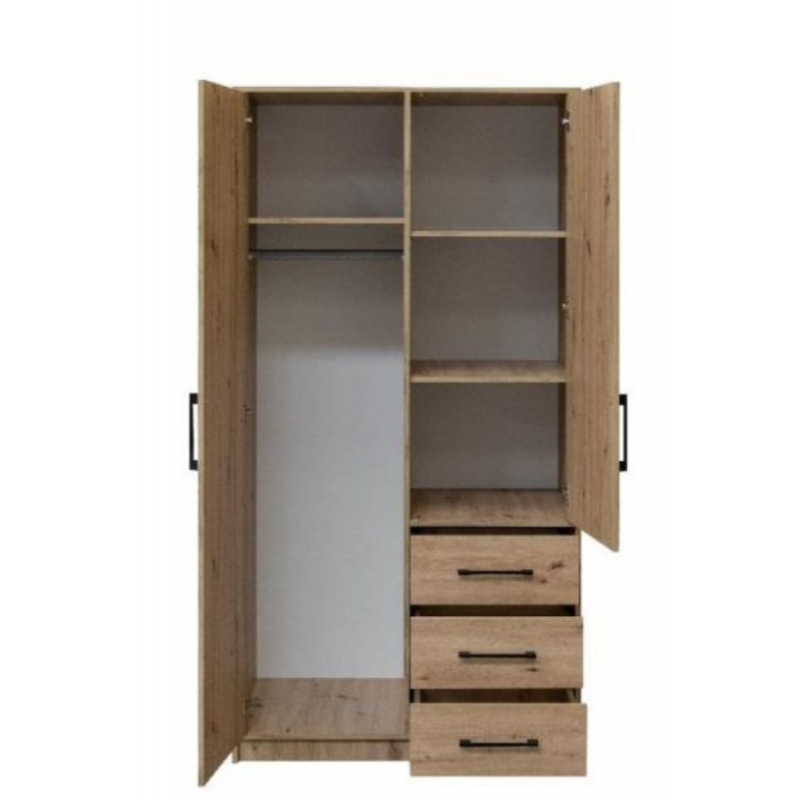 Kleiderschrank mit Spiegel und 3 Schubladen – COSTARICA Artisan Eiche 2/9