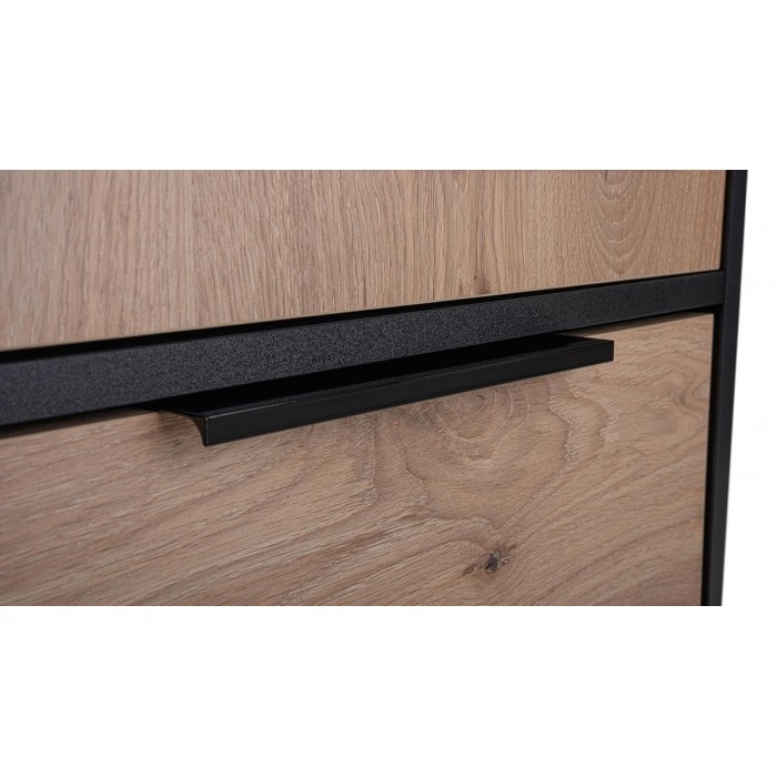 Kleiderschrank 100 cm mit Spiegel 3 Schubladen 2-türiger Kleiderstange – TILA Viking Eiche