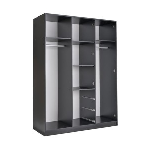 Kleiderschrank mit Spiegel – TILA 150 cm Schwarz + Viking Eiche 3/9