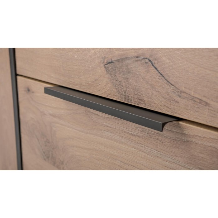 Kleiderschrank mit Spiegel – TILA 150 cm Schwarz + Viking Eiche