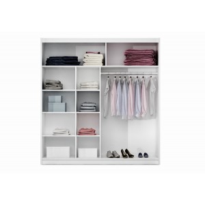 Kleiderschrank Schwebetürenschrank mit Spiegel - DONA 203 Weiß + Schwarz Glas 3/9