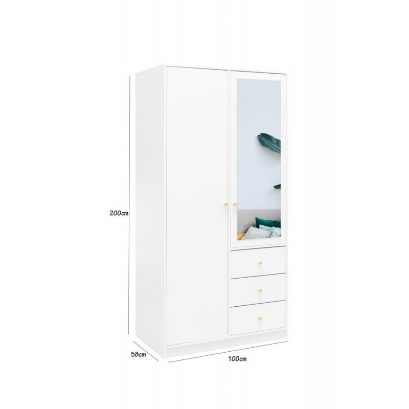 Kleiderschrank 2-türig mit Spiegel Goldgriffe – Rainbow II 100 cm Grün 4/9