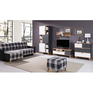 Dreifarbiger TV-Schrank MEMORY 3D Goldene Eiche + Weiß + Grau 3/9