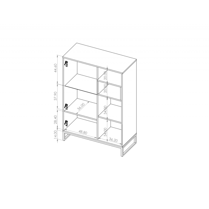 Glasvitrine mit vielen Ablagen – OLIVIER Weiß + Eiche Artisan