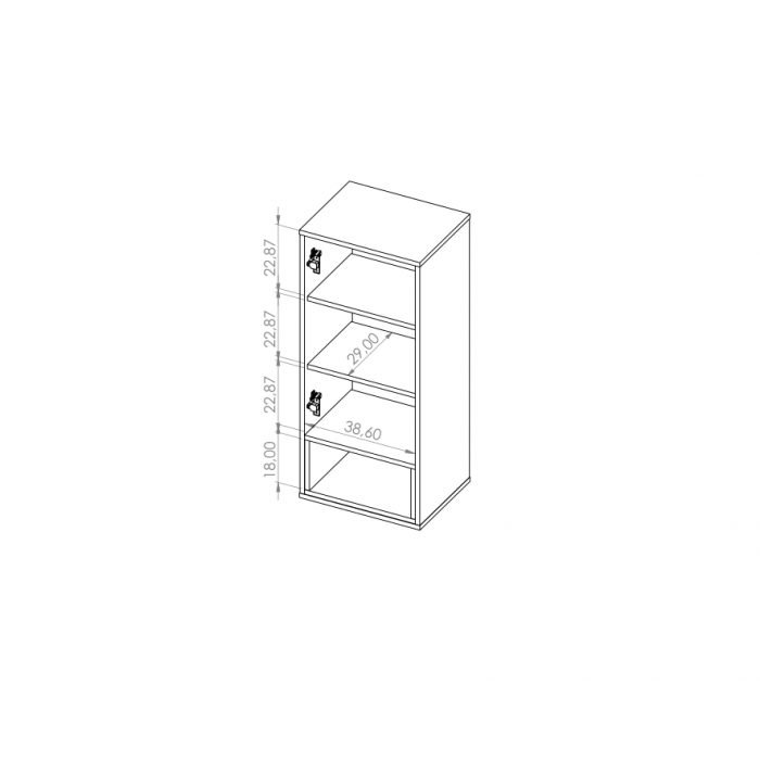 1-türiger Hängeschrank mit 4 Regalen für das Wohnzimmer – OLIVIER Eiche Artisan + Schwarz