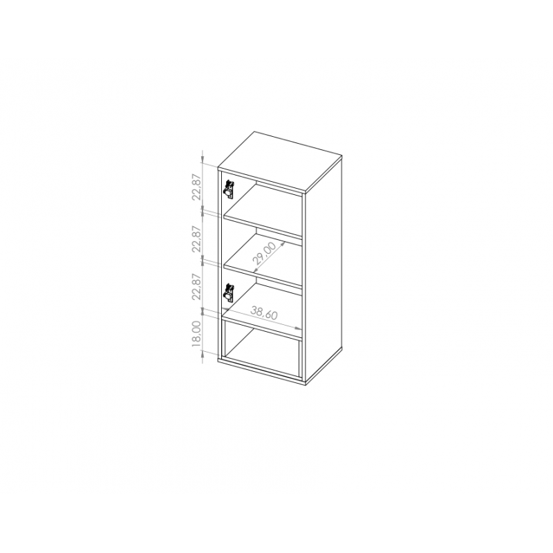 1-türiger Hängeschrank mit 4 Regalen für das Wohnzimmer – OLIVIER Eiche Artisan + Schwarz 4/9