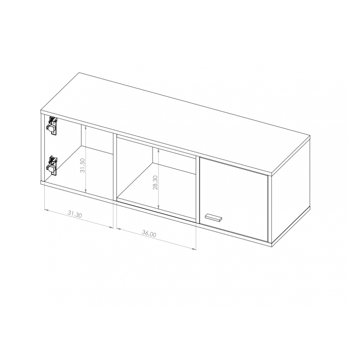 Breiter 2-türiger Hängeschrank - OLIVIER Weiß + Eiche Artisan