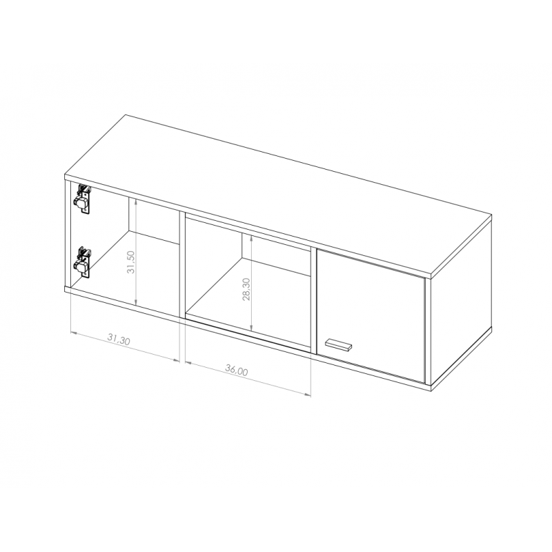 Breiter 2-türiger Hängeschrank - OLIVIER Weiß + Eiche Artisan 4/9