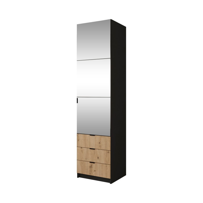 Modularer Kippschrank mit Spiegel und Schubladen ONYX 50 Schwarz + Eiche