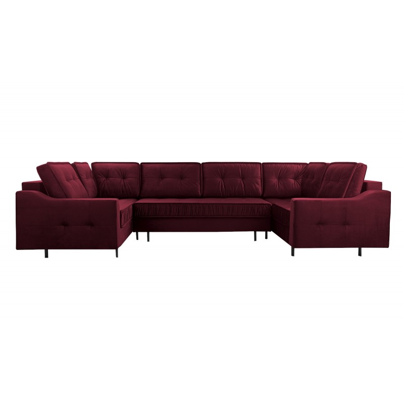 ROYAL U Ecksofa U-Form Eckcouch mit 3 Bettkasten 8 Kissen Schlaffunktion Rot