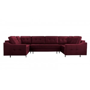 ROYAL U Ecksofa U-Form Eckcouch mit 3 Bettkasten 8 Kissen Schlaffunktion Rot 1/9