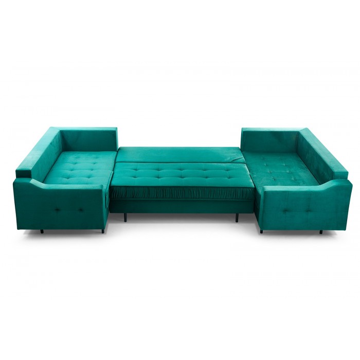 ROYAL U Ecksofa U-Form Eckcouch mit 3 Bettkasten 8 Kissen Schlaffunktion Rot
