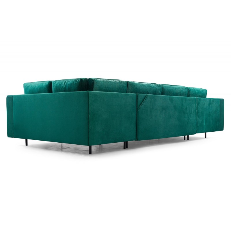 ROYAL U Ecksofa U-Form Eckcouch mit 3 Bettkasten 8 Kissen Schlaffunktion Rot 4/9