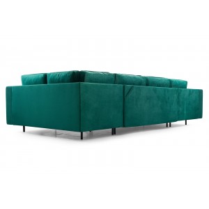 ROYAL U Ecksofa U-Form Eckcouch mit 3 Bettkasten 8 Kissen Schlaffunktion Rot 4/9