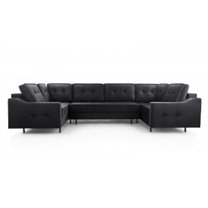 ROYAL U Ecksofa U-Form Eckcouch mit 3 Bettkasten 8 Kissen Schlaffunktion Dunkelgrau 1/9