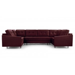 Ecksofa U-Form Eckcouch mit Stauraum Sofa mit Schlaffunktion 8 Kissen 3 x Bettkasten – GRAND U Rot 1/9