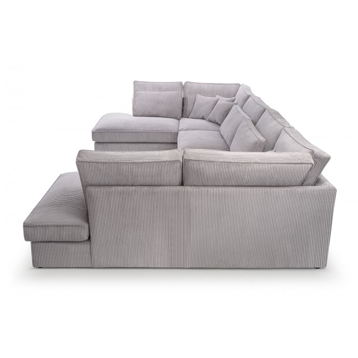 Ecksofa Großes U-Form Eckcouch mit 18 Kissen Cordstoff - MAGIC U LINCOLN 03 Sandfarbe