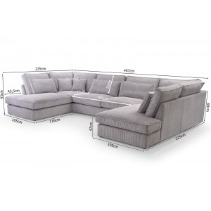 Ecksofa Großes U-Form Eckcouch mit 18 Kissen Cordstoff - MAGIC U LINCOLN37 Grün 3/9