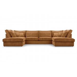 Ecksofa Großes U-Form Eckcouch mit 18 Kissen Cordstoff - MAGIC U LINCOLN48 Gelb Honiggelb 1/9