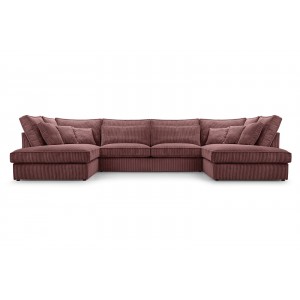 Ecksofa Großes U-Form Eckcouch mit 18 Kissen Cordstoff - MAGIC U LINCOLN57 Rot 1/9