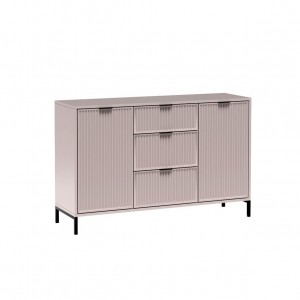Kommode mit geriffelter Front 2 Türen 4 Schubladen auf stilvollen Metallbeinen - NOMO 135 Beige 1/9