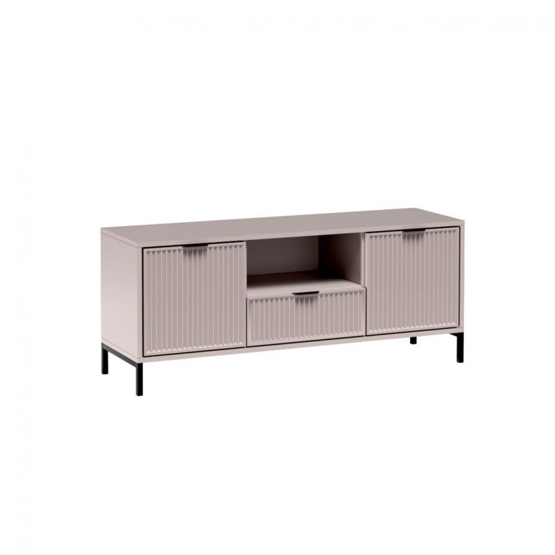 TV-Schrank mit geriffelter Front TV-Tisch mit Schublade – NOMO 135 Beige
