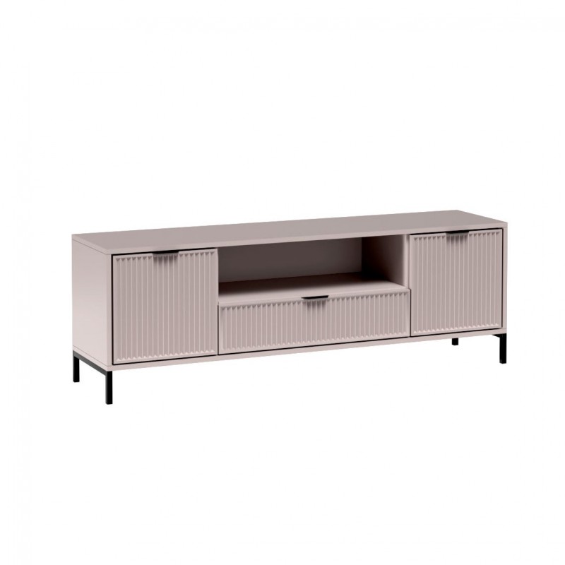 TV-Schrank mit geriffelter Front TV-Tisch mit Schublade – NOMO 165 Beige 1/9