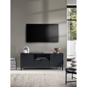 TV-Schrank mit geriffelter Front TV-Tisch mit Schublade – NOMO 135 Dunkelblau 2/9