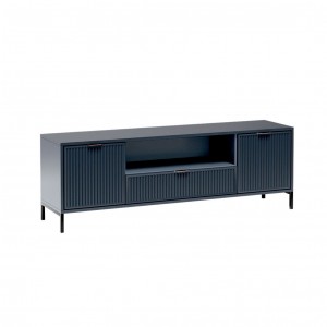 TV-Schrank mit geriffelter Front TV-Tisch mit Schublade – NOMO 165 Dunkelblau 1/9