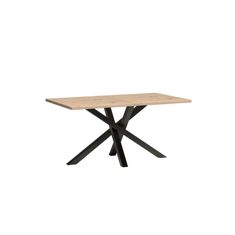Ausziehbarer Esstisch mit Schwarz Metallbeinen - 160 bis 260 cm Rechteckig Tisch - CALI Eiche Artisan