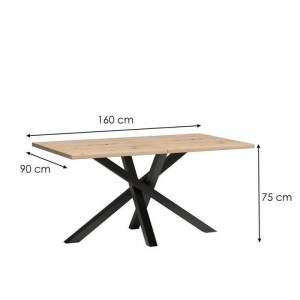 Ausziehbarer Esstisch mit Schwarz Metallbeinen - 160 bis 260 cm Rechteckig Tisch - CALI Eiche Artisan 3/9