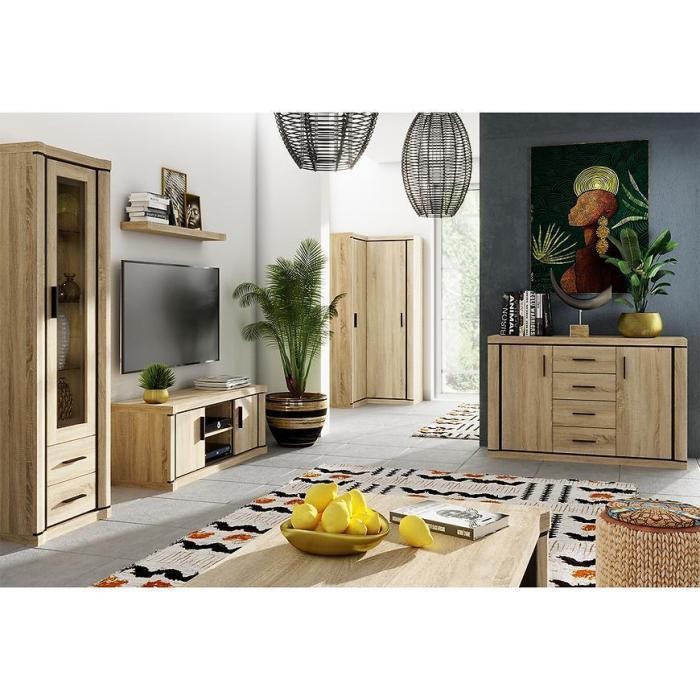 Kleiner TV-Schrank TV-Tisch Schwarze Griffe - DALLAS D-11 Sonoma-Eiche