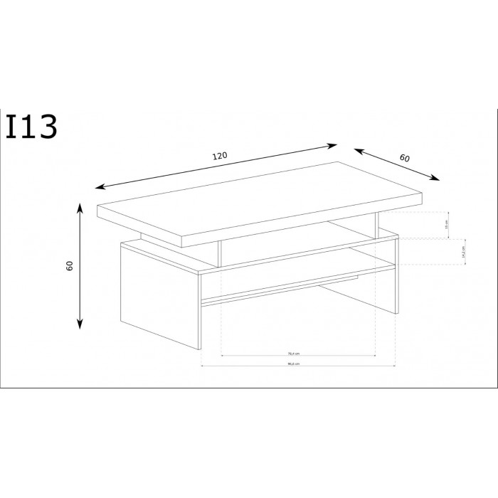 Couchtisch mit 2 Ablagen - INDIANAPOLIS I-13 Dunklbraun
