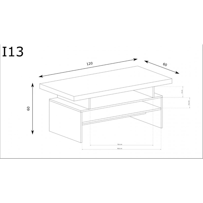 Couchtisch mit 2 Ablagen - INDIANAPOLIS I-13 Dunklbraun 3/9