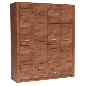 Großer viertüriger Kleiderschrank - INDIANAPOLIS I-18 Hellbraun 1/9