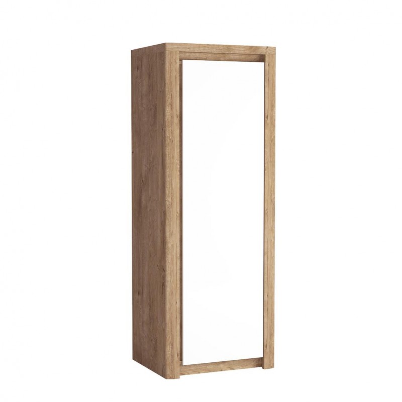 Schmaler Kleiderschrank mit glänzender Front - LIVINIO L-2 Ribbeck Eiche + Weiß glänz 1/9