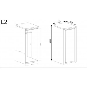 Schmaler Kleiderschrank mit glänzender Front - LIVINIO L-2 Ribbeck Eiche + Weiß glänz 3/9