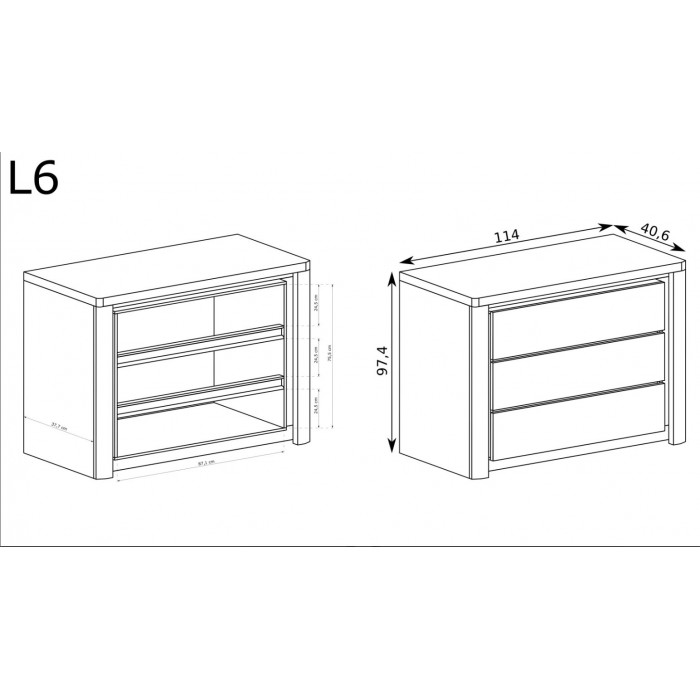 Kommode mit 3 Schubladen LED-Beleuchtung – LIVINIO L-6 Ribbeck Eiche + Weiß glänz