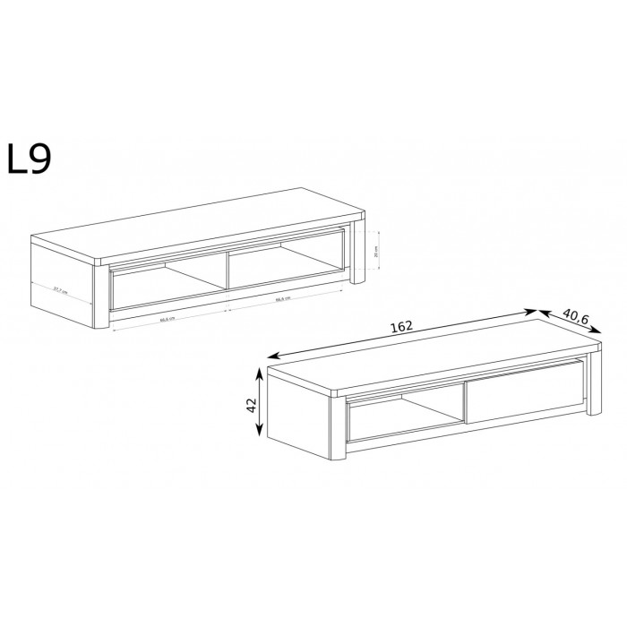 Breiter TV-Schrank TV-Tisch mit LED-Beleuchtung – LIVINIO L-9 Ribbeck-Eiche + Weiß glänz