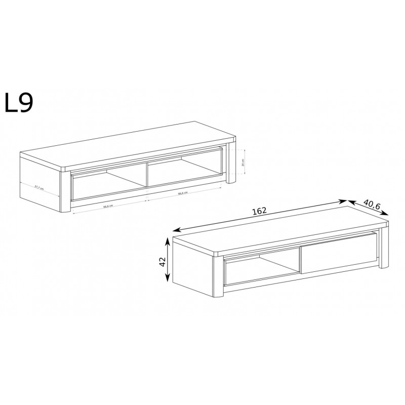 Breiter TV-Schrank TV-Tisch mit LED-Beleuchtung – LIVINIO L-9 Ribbeck-Eiche + Weiß glänz 3/9