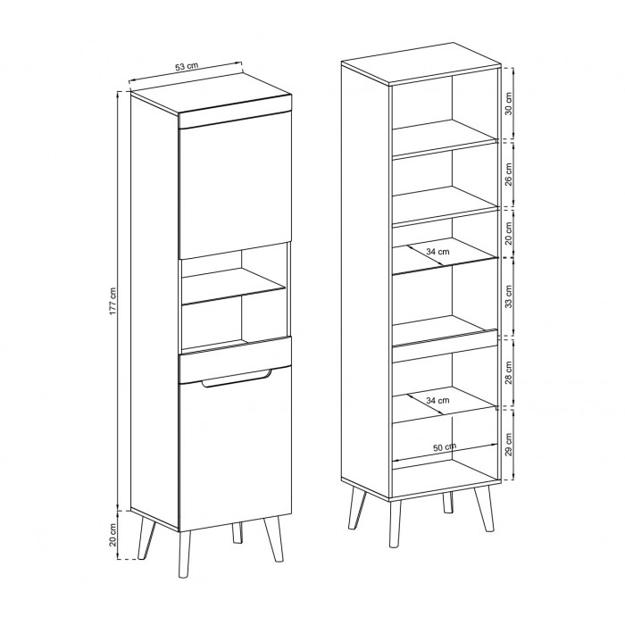 Vitrinenschrank Vitrine Glas Kommode mit 1 Tür...